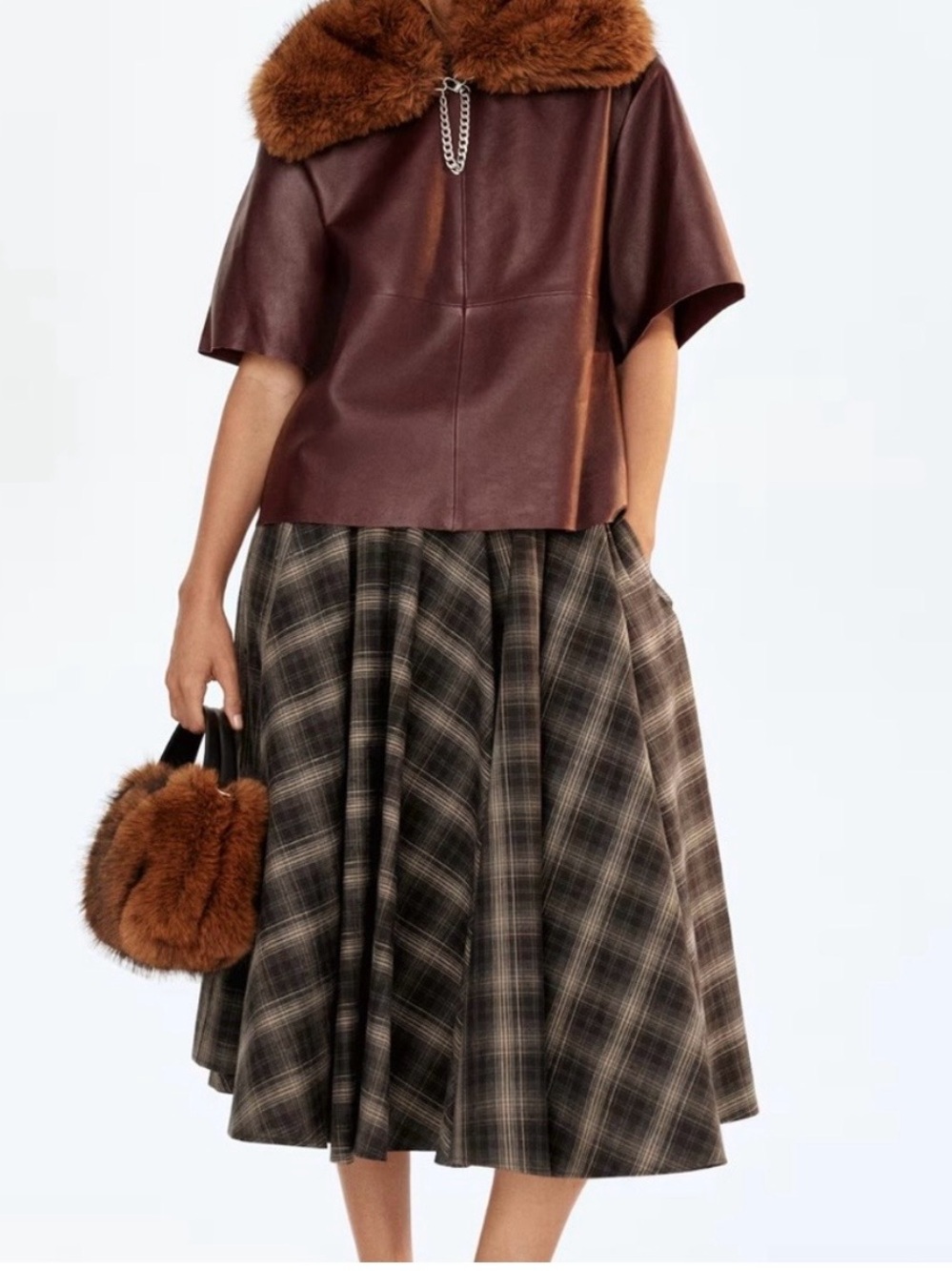 H&M Plaid A-Line Skirt check  plaid  skirt - Picture 2 of 5